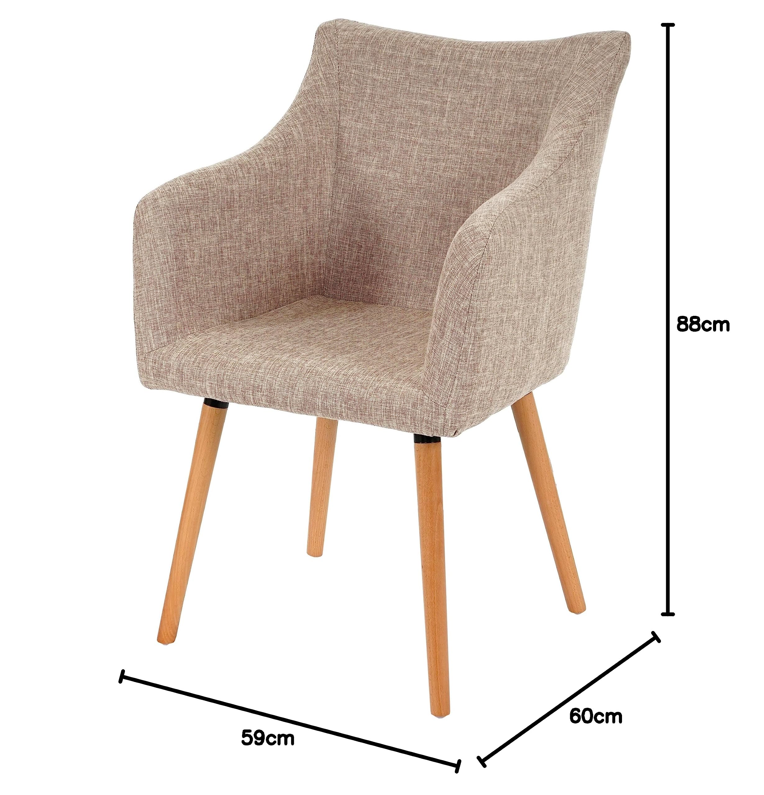 Mendler Serie Malmoe Set 6X sedie Sala da Pranzo T382 - Tessuto Legno Massiccio Beige