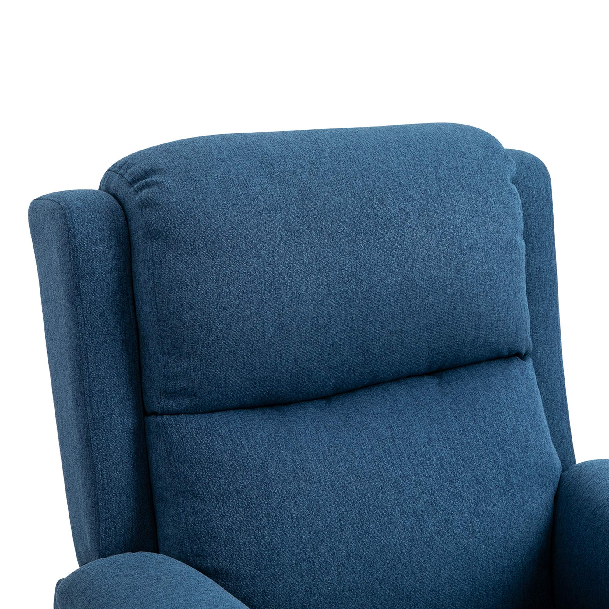 HOMCOM Poltrona Relax Elettrica con Poggiapiedi e Presa USB, Poltrona Reclinabile Elettrica 160° in Tessuto effetto Lino, Legno di Pioppo per Soggiorno, Salotto e Camera da Letto, Blu