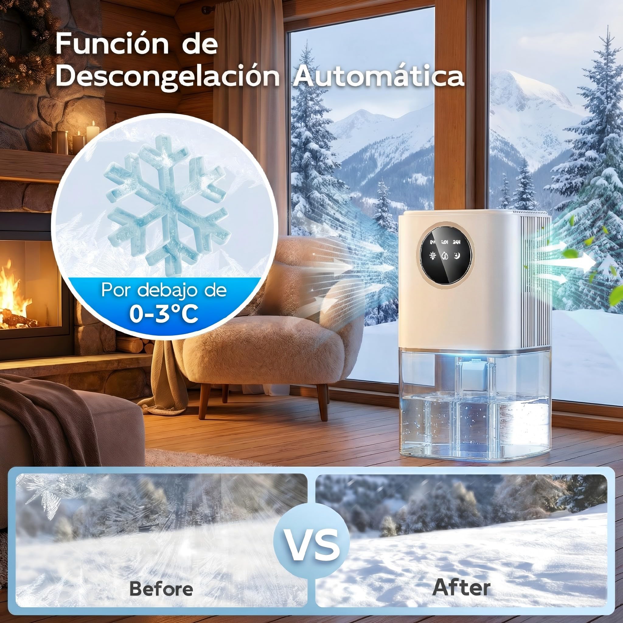 Deshumidificador Silencioso Bajo Consumo 1.8L - Deshumidificador Eléctrico Portátil con Modo Suspensión, Temporizador 24h y Apagado Automático - Ideal para Baño, Dormitorio y Armarios(560ml/día)
