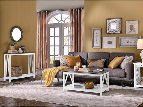 Miniatura 4 de ChooChoo Mesa consola de granja, mesa de sofá rústica vintage estrecha para entrada, sala de estar, pasillo, 40 blanco Blanco,Negro,Roble rústico y