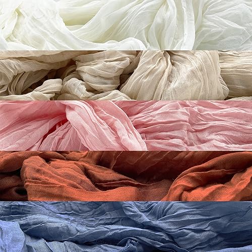 Miniatura 9 de Camino de mesa de gasa de 10 pies, 35 x 120 pulgadas, camino de mesa de gasa arrugada hecho de 100% poliéster, ideal para fiestas de cumpleaños,