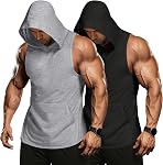 COOFANDY Men's 2 Pack Hooded Workout Tank Tops Sleeveless Gym Muscle Hoodies Cut Off Shirts Bodybuilding