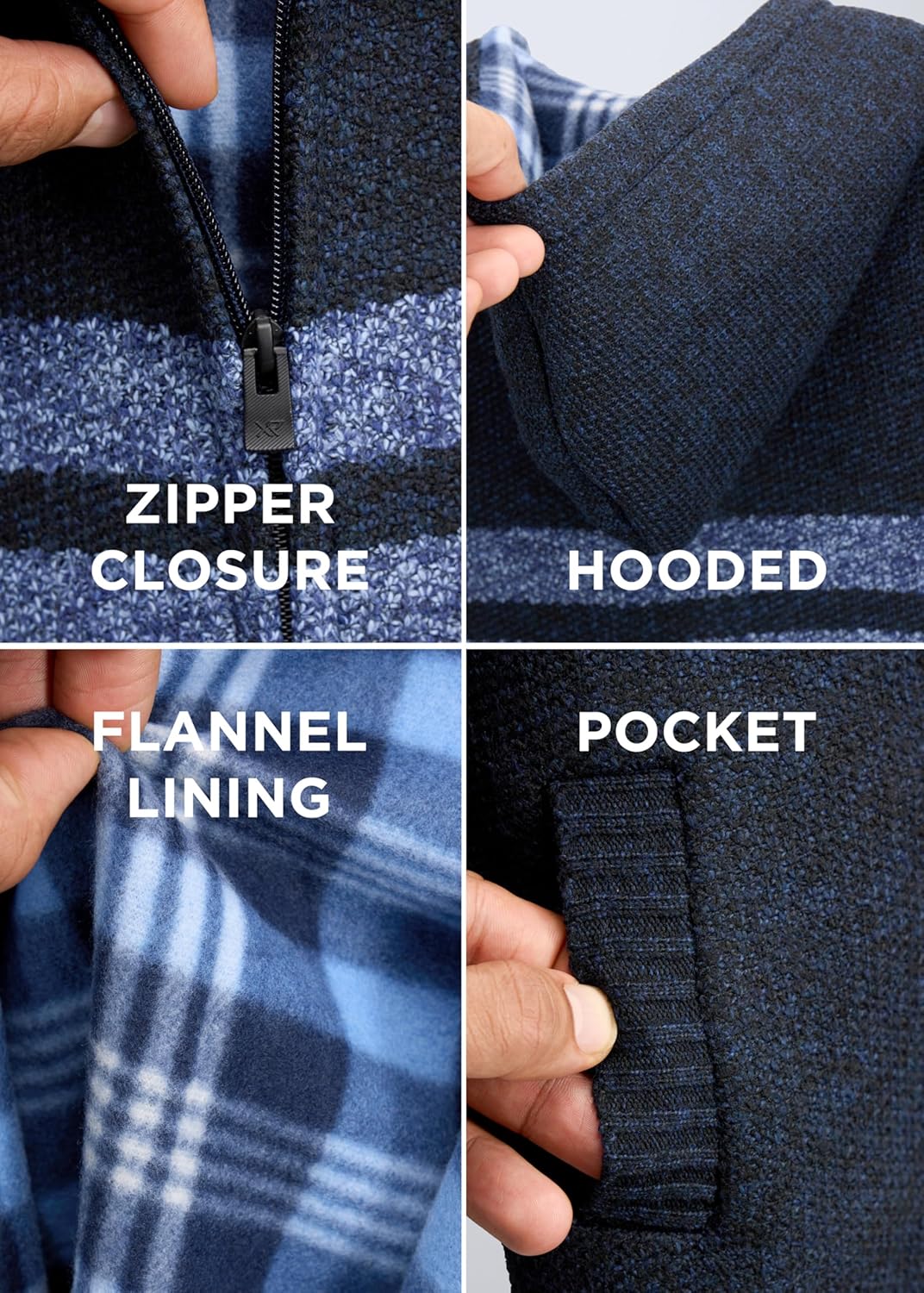 X RAY Boys (6-12) Full Zip Fleece Flannel Lining Sweater with Hood, Kids Knit Sweater for Spring, Fall and Winter - Image 5