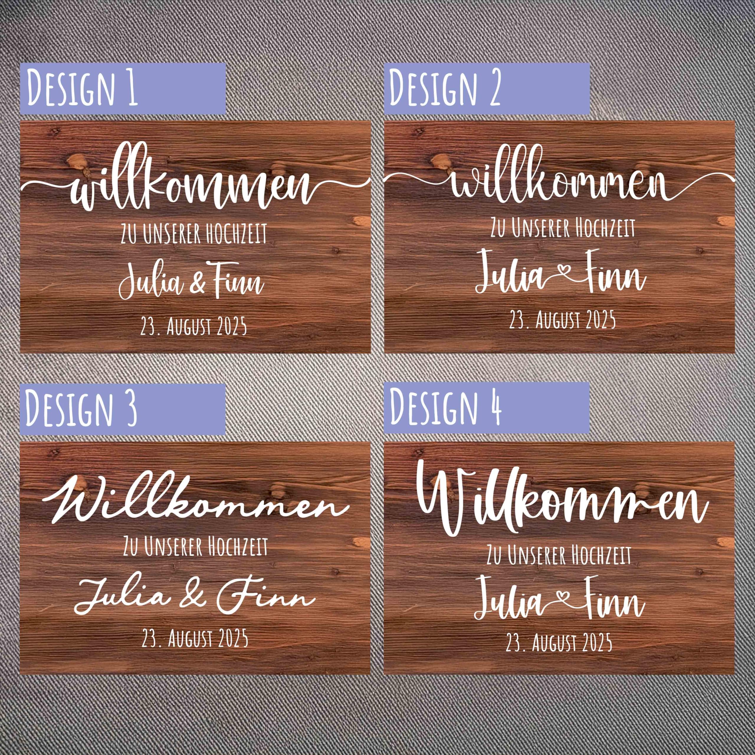 Willkommensschild Hochzeit aus Holz, Hochzeitsschild personalisiert mit Namen, Holzschild Hochzeit