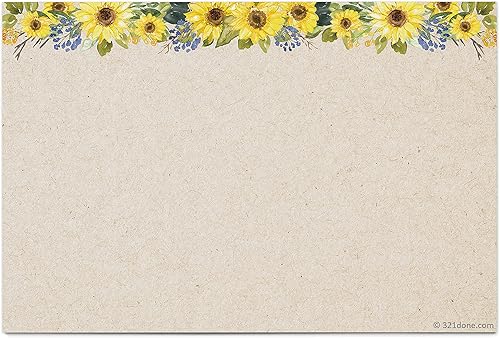 Miniatura 3 de 321Done Tarjetas de índice de girasol floral, (50) tarjetas de papel kraft de 4 x 6 pulgadas, en blanco, sin líneas, para estudiar, aprender,