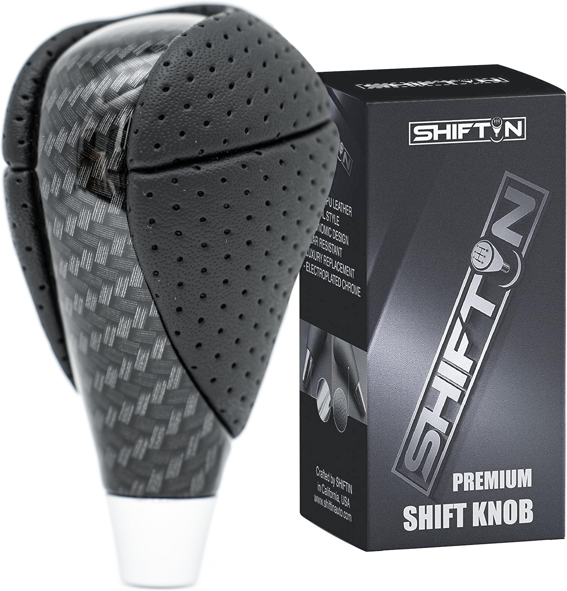Carbon Fiber Pattern Gear Shift Knob for Lexus ES300h ES350 GS300 GS350 GS430 GS460 IS250 IS300 LS460 LS600h RX350 RX450h (Punched Black Leather/Carbon Fiber Pattern)