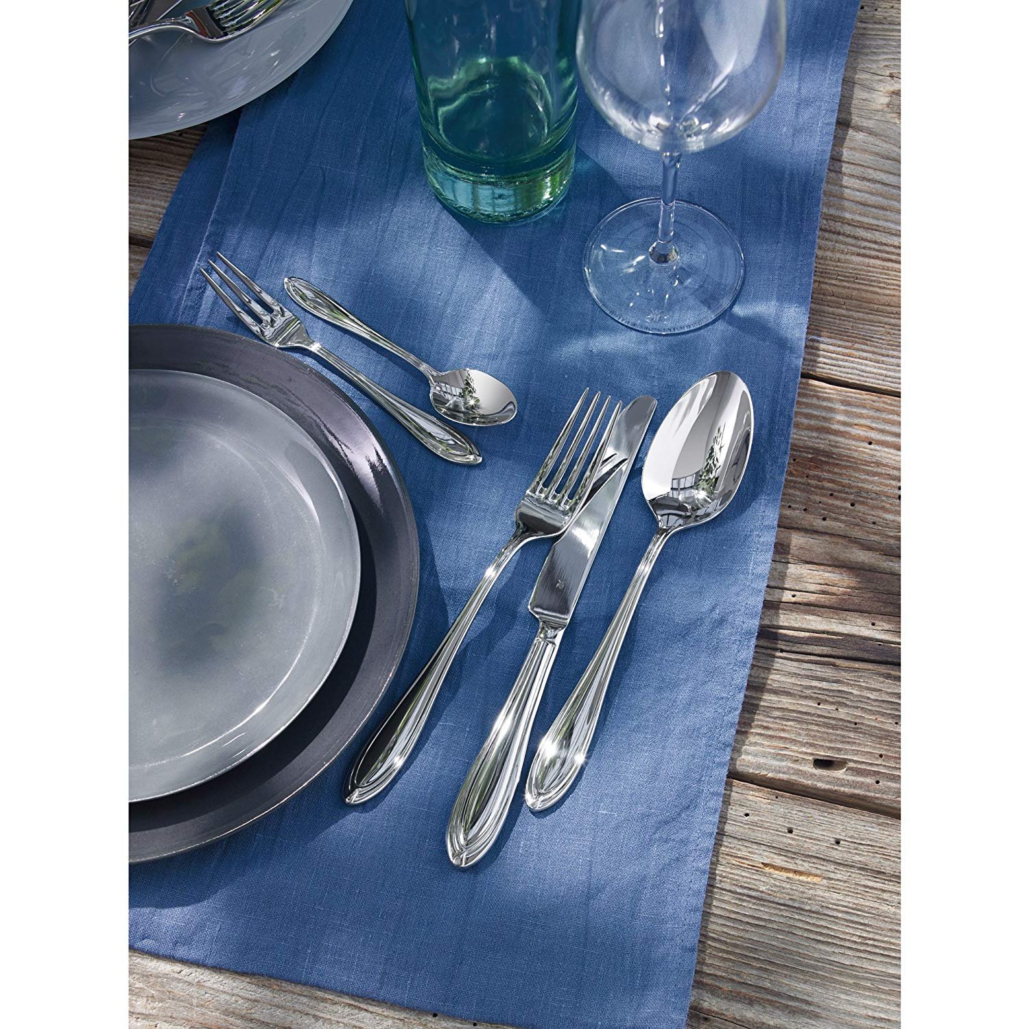 WMF Verona Besteckset, 12 Personen, 60-teilig, Monobloc-Messer, Cromargan Edelstahl poliert, glänzend, spülmaschinengeeignet