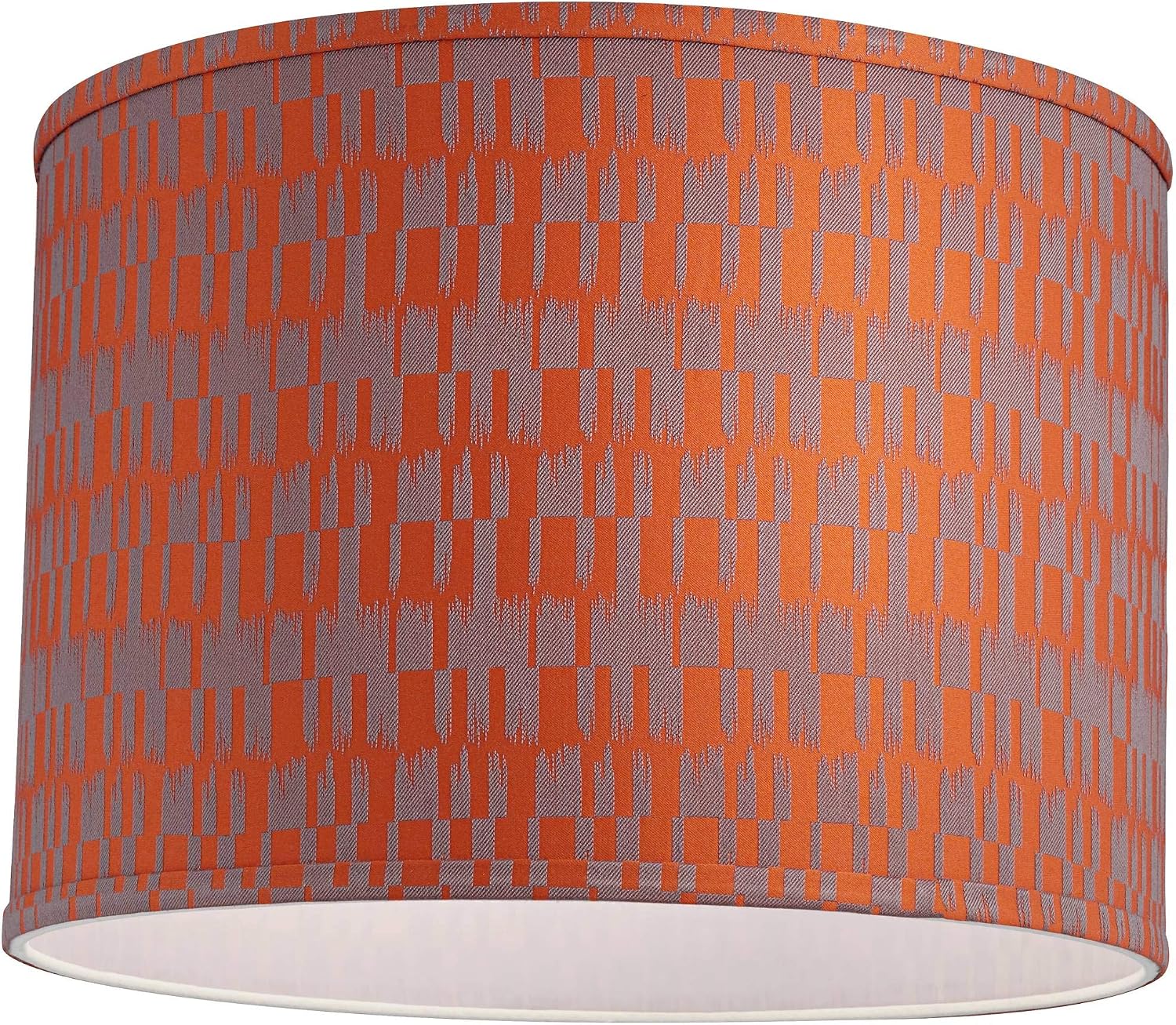 Orange and Taupe Medium Drum Lamp Shade 15" Top x 15" Bottom x 11" High (Spider) Replacement with Harp and Finial - Springcrest