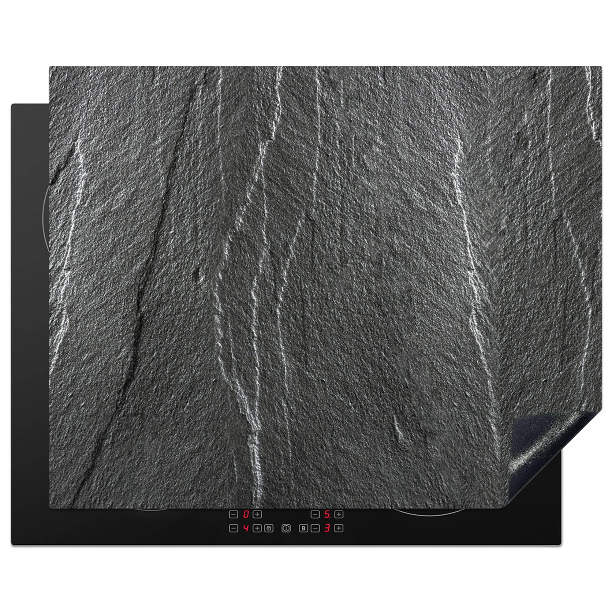 KitchenYeah© Induction Hob Cover Protector Mat 20.5"x25.6" / 65x52 cm Kitchen Universal Ceramic Covers for Electric Cookers Vinyl Stone - Anthracite - Grey - Stone Structure