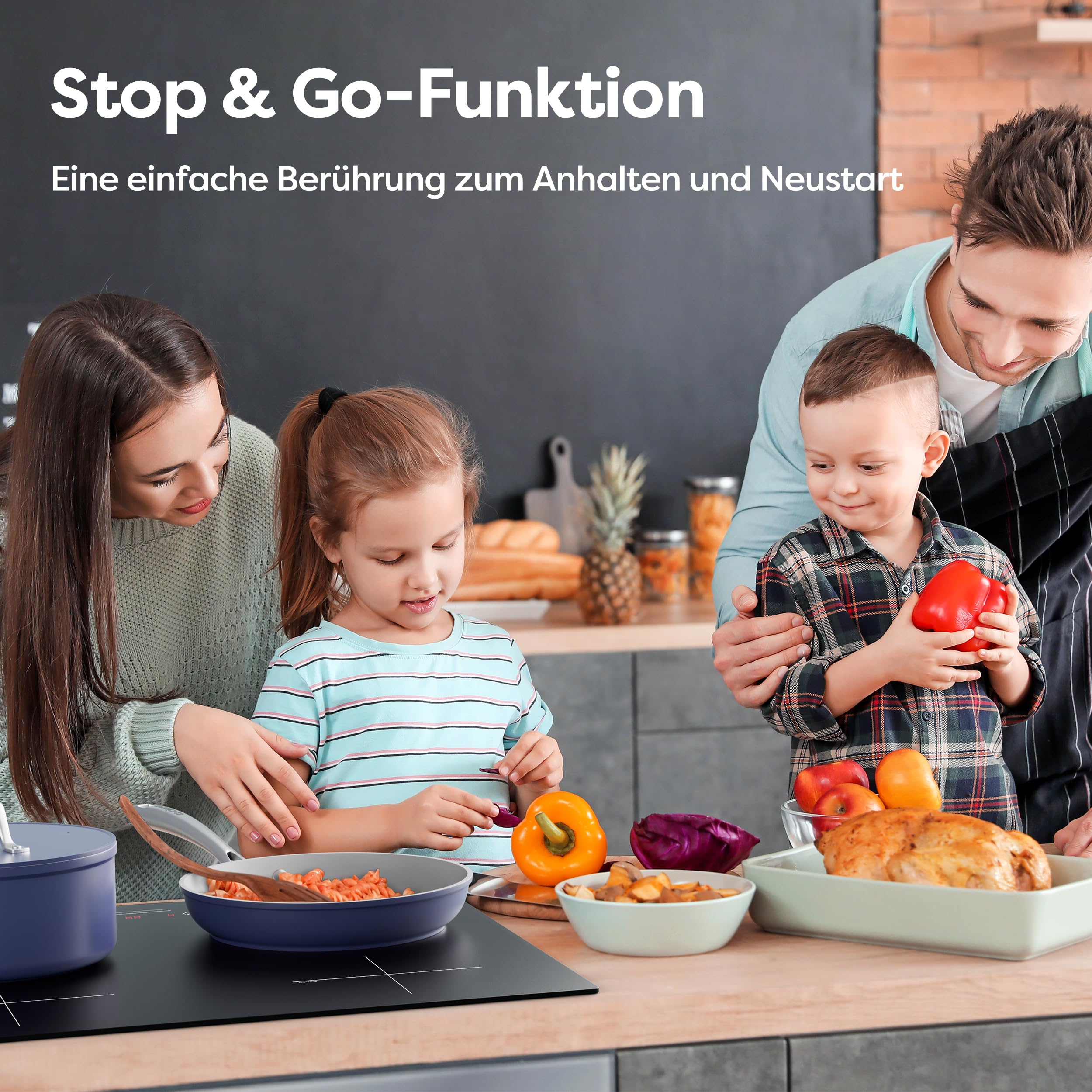 CIARRA CBBIH4B 4 Zonen Einbau Induktionskochfeld 60cm 7200W mit PowerBoost