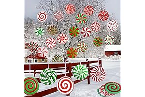30-Count Outdoor Holiday Candy-Pattern Christmas Tree Ornaments