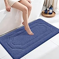 Vista 13 de BEQHAUSE Alfombras de baño, suaves y absorbentes, antideslizantes, lavables a máquina, alfombra de baño gruesa gris para baño, bañera y lavabo, 24 x