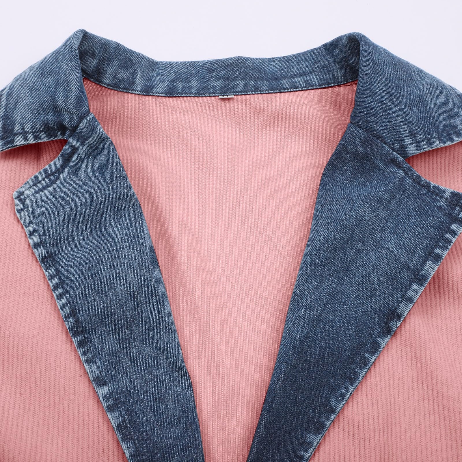 Chaqueta vaquera empalmada para mujer, casual, parte delantera