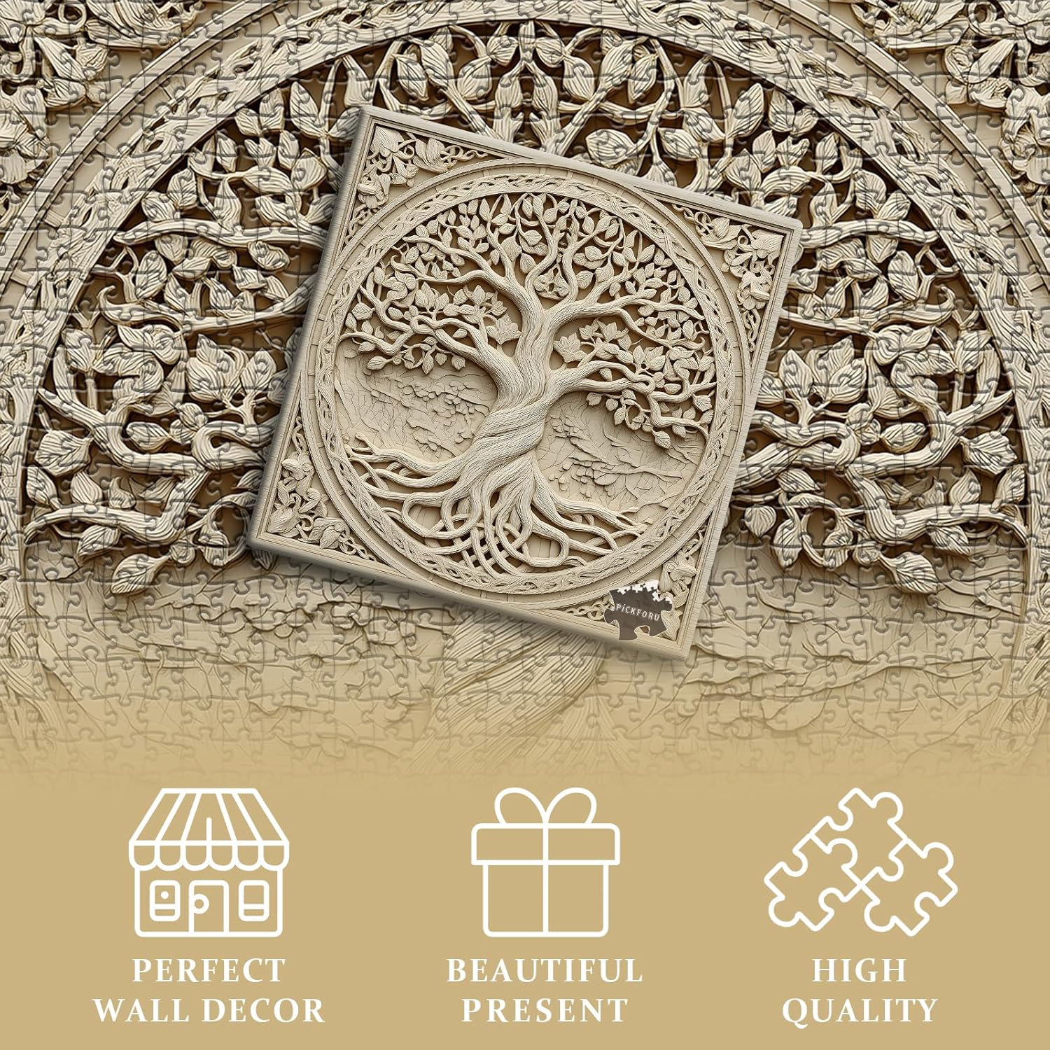 Tree of Life Puzzle for Adults 1000 Pieces, Vintage Nature Plant Tree Impossible Puzzle, Unique Art Aesthetic Difficult Challenge Jigsaw Puzzle