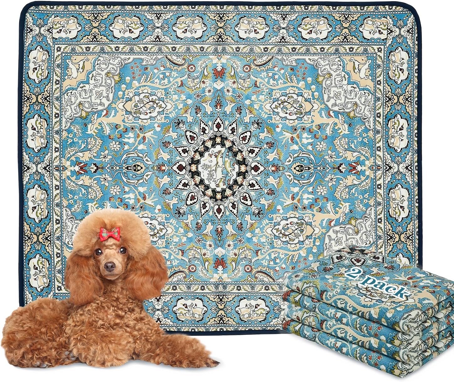 Qeils Reusable Puppy Pads, 65"x 48" Washable Pee Pads for Dogs, Waterproof Non Slip