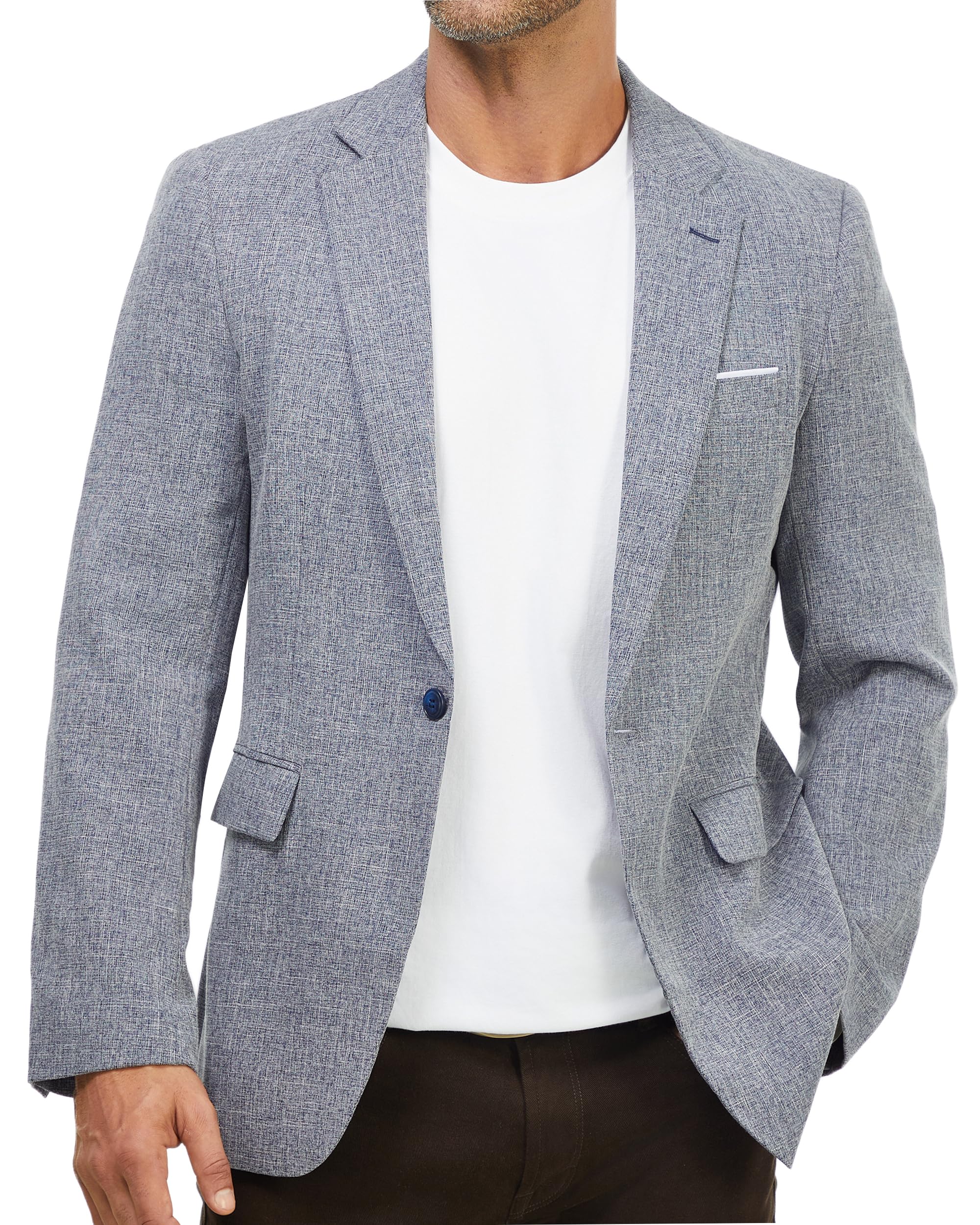 WULFUL Mens Casual Sport Coat Blazer Lightweight One Button Suit Jackets