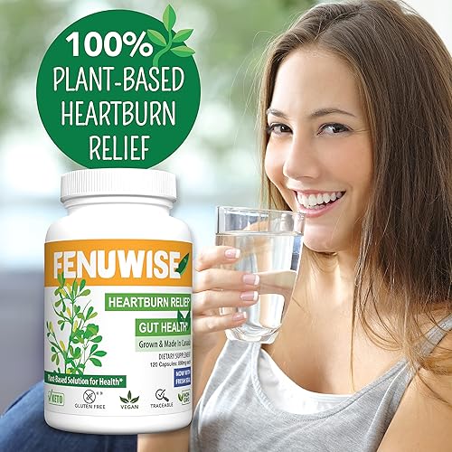 Miniatura 4 de Suplemento de cápsula de fibra natural de fenogreco para alivio del ácido - Suplemento dietético vegano premium que apoya la salud digestiva, 120