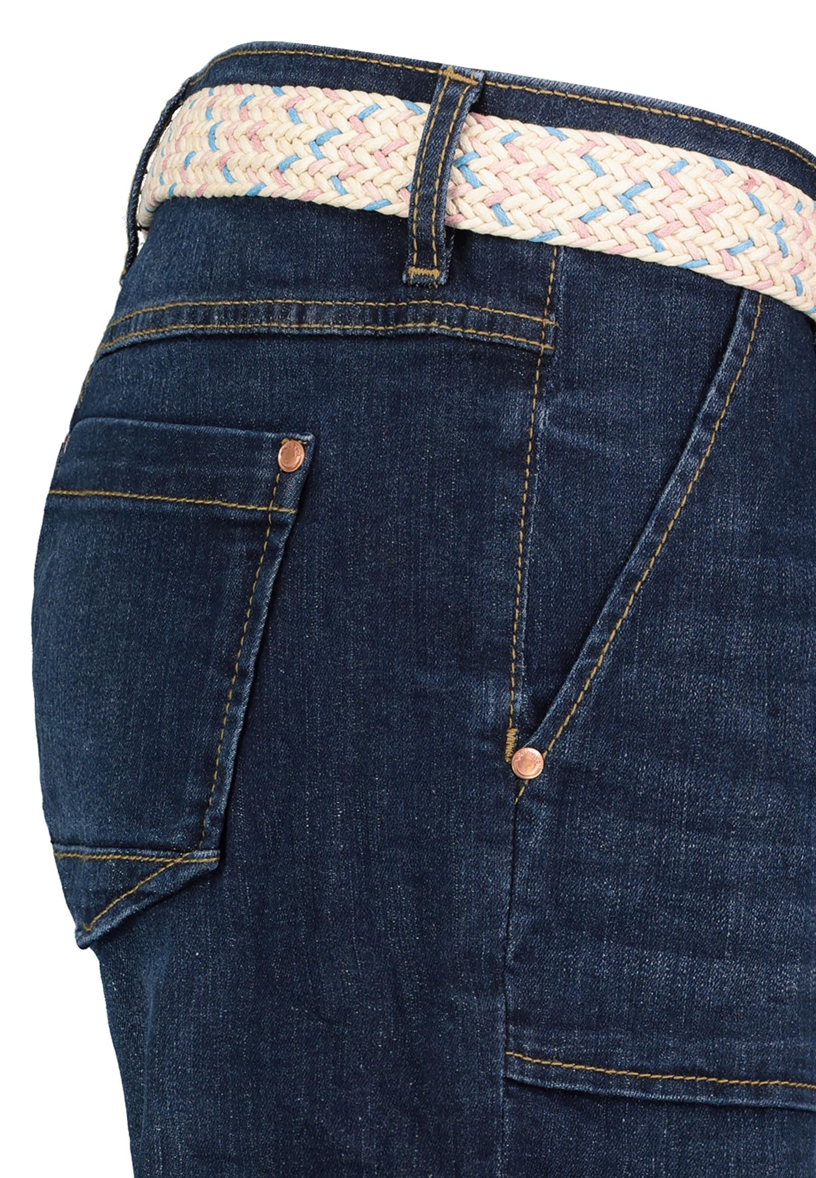 Sublevel Damen Jeans Shorts Denim Bermuda Chino Stretch mit Flechtgürtel Bequeme Kurze Sommer Hose