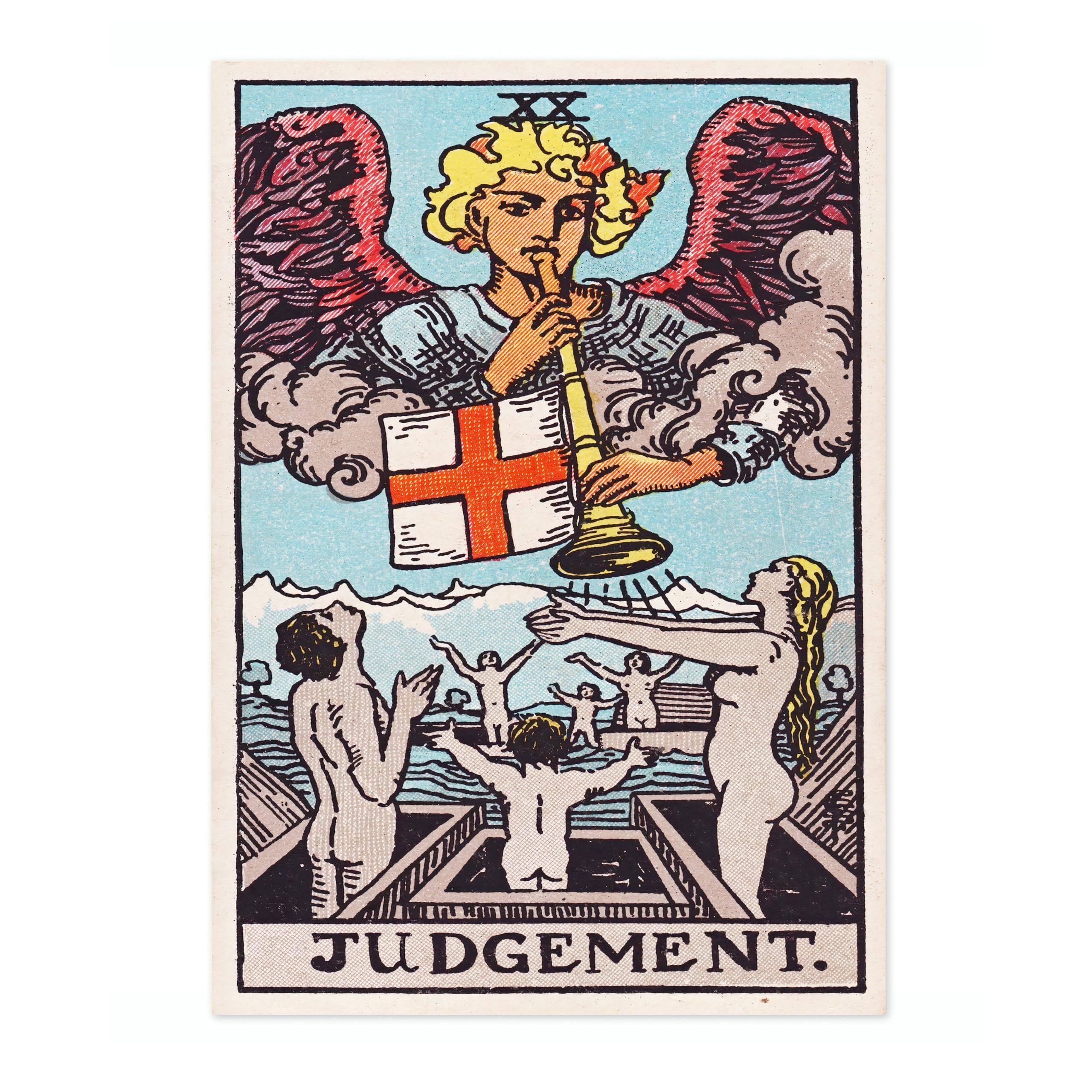 Animato Judgement Vintage Tarot Art Print, Spiritual Wall Art Poster, Retro Mystical Bedroom Home Decor, A3 (Print Only) - 42x29.7cm
