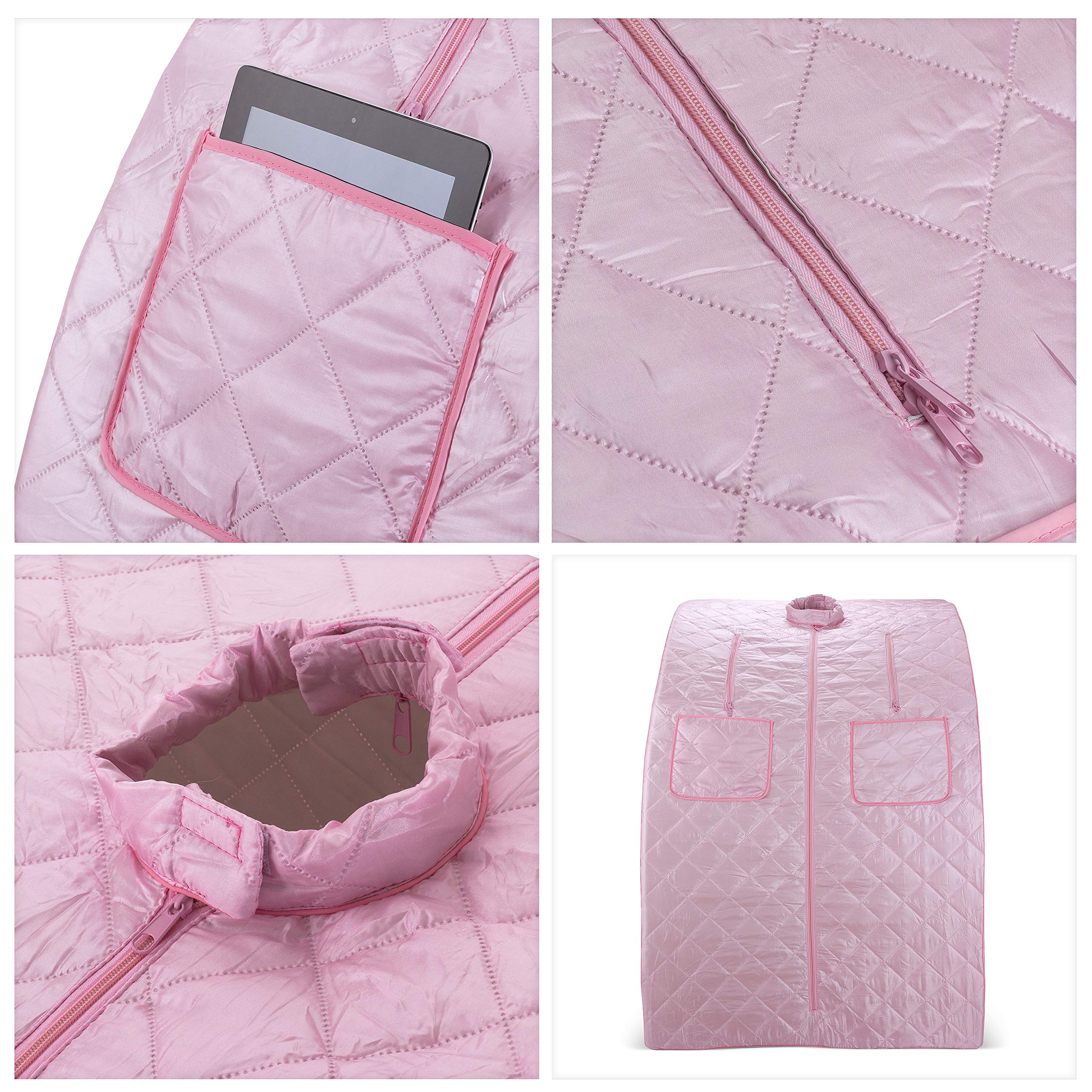 Durasage SPA de Sauna de Vapor portátil de Gran tamaño para Bajar de Peso, desintoxicación, relajación en el hogar, Temporizador de 60 Minutos, Vapor de 800 vatios, 1,5 años de garantía (Rosa Claro)
