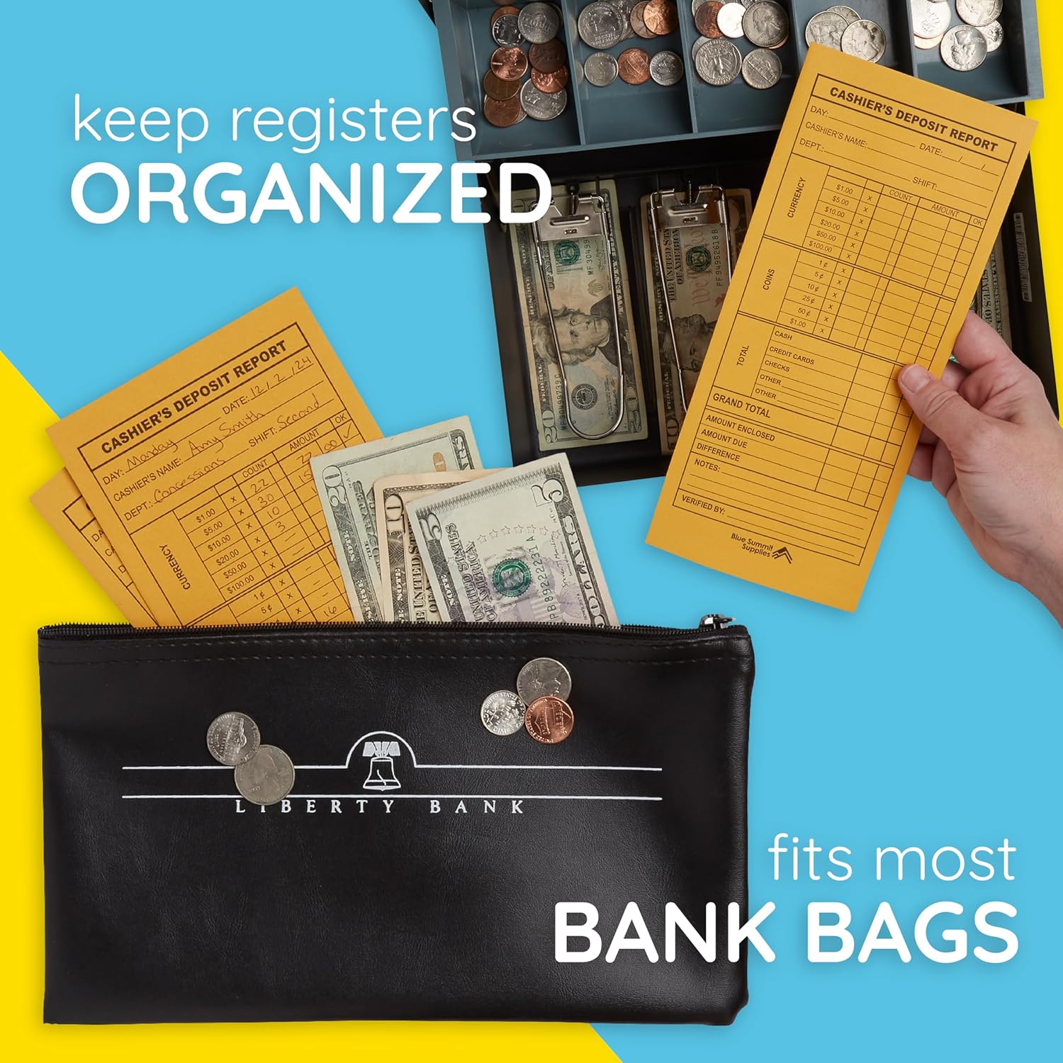 500 Peel & Seal Deposit Report Envelopes, Cash Envelopes for Small Business, Retail & Restaurant Use, 24lb Brown Kraft, 4 1/2" x 10 3/8" - Image 5