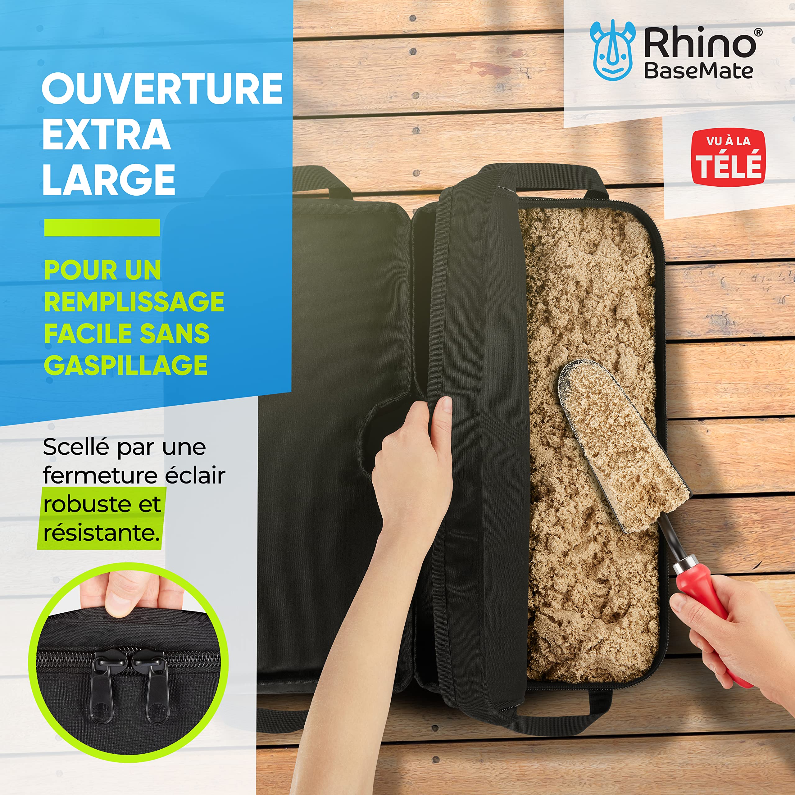Rhino Poids de la base de parasol 45,7 cm ~ Poids de la base du parapluie s'adapte à tout décalage, porte-à-faux et tout support de parasol de terrasse d'extérieur ~ Facile à installer (amovible –