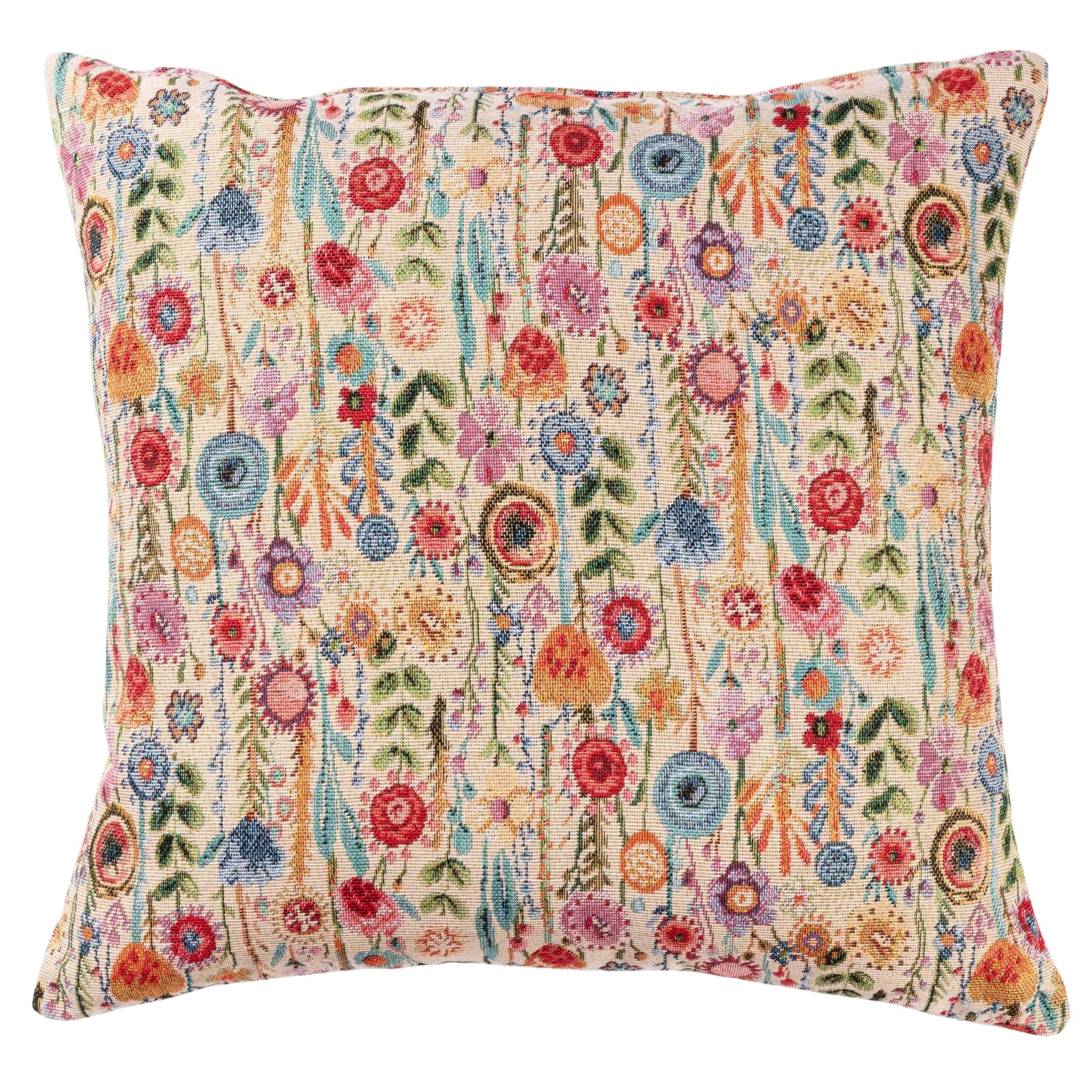 Linen Loft Secret Garden Tapestry Cushion. Tapestry Wildflower Floral Design in Multicoloured. 17x17 Square Cushion Cover