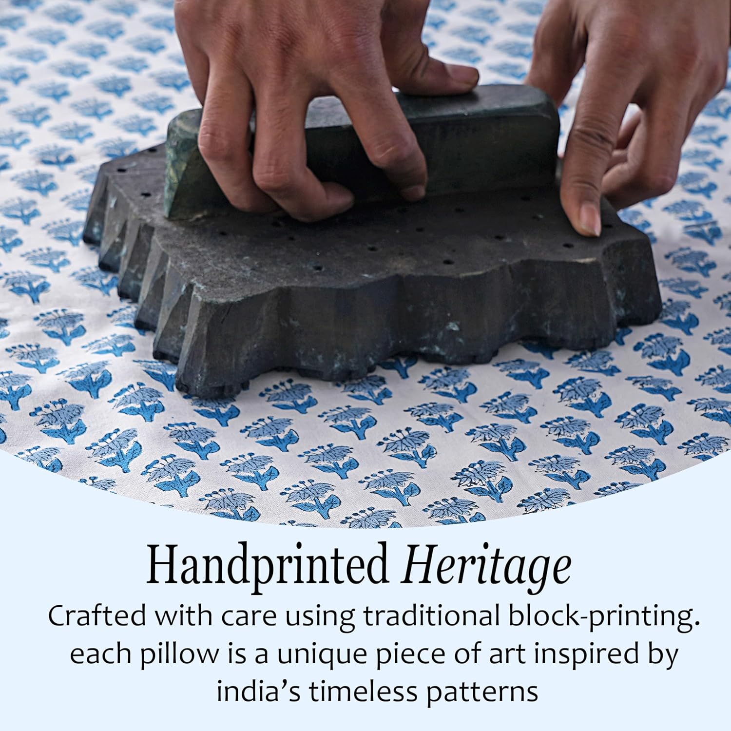 CPC Apatite Blue 100% Cotton Block Print Ruffle Sham Cover 20X30 inch Pack of 2, Handmade Boho Floral Pillowcase, Soft Decorative Lumar Cushion Cover for Bedroom Décor - Image 5