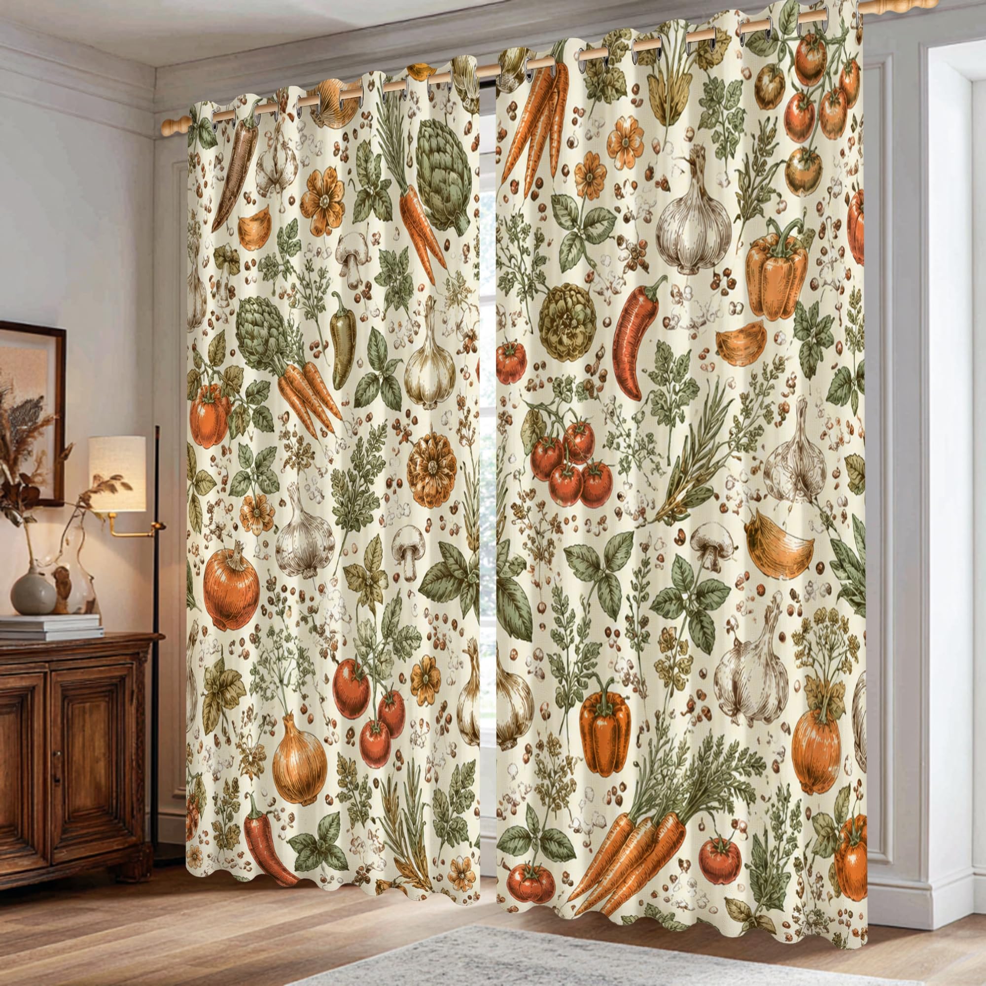 Rideaux occultants pour salon et maison de campagne au style rustique vert