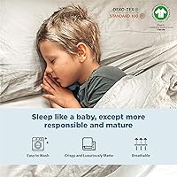 Vista 4 de Fabdreams - Juego de sábanas de algodón 100% orgánico, tejido de percal, 4 piezas, 300 hilos, certificado GOTS, transpirable, fresco, acabado