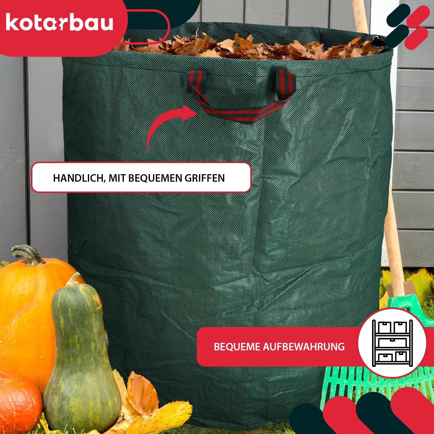 KOTARBAU® Lot de 3 sacs à déchets de jardin, 635 L. Idéal pour seau à mortier, plantes, feuilles et tontes de gazon. Sac rectangulaire pratique pour jardin et conteneur.