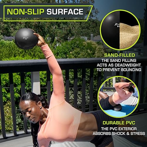 Miniatura 3 de ProsourceFit Weighted Toning Exercise Balls for Pilates, Yoga, Strength Training and Physical Therapy, 2 lb to 8 lb, Color Coded Negro