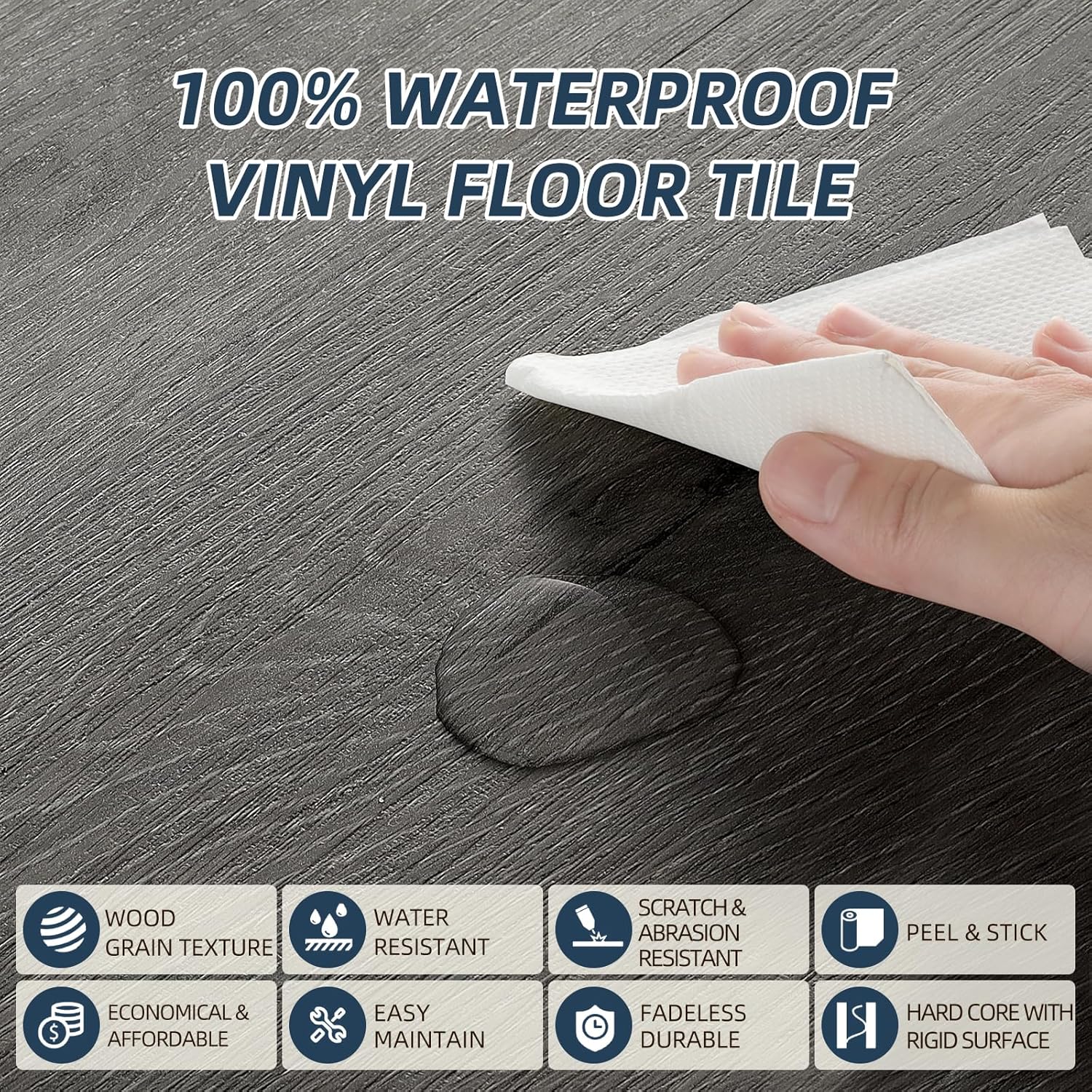 Peel and Stick Floor Tile 54 Sq.Ft (36-Pack) - Self-Adhesive Vinyl Plank Flooring, 6" x 36" Wood Look, Waterproof Easy DIY Tiles for Living Room Bedroom Kitchen (Grey)