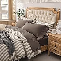 Vista 38 de PURE ERA - Juego de sábanas punto jersey de 4 piezas, 100% algodón, supersuaves, cómodas, transpirables, para colchones de hasta 20 pulgadas, Gris