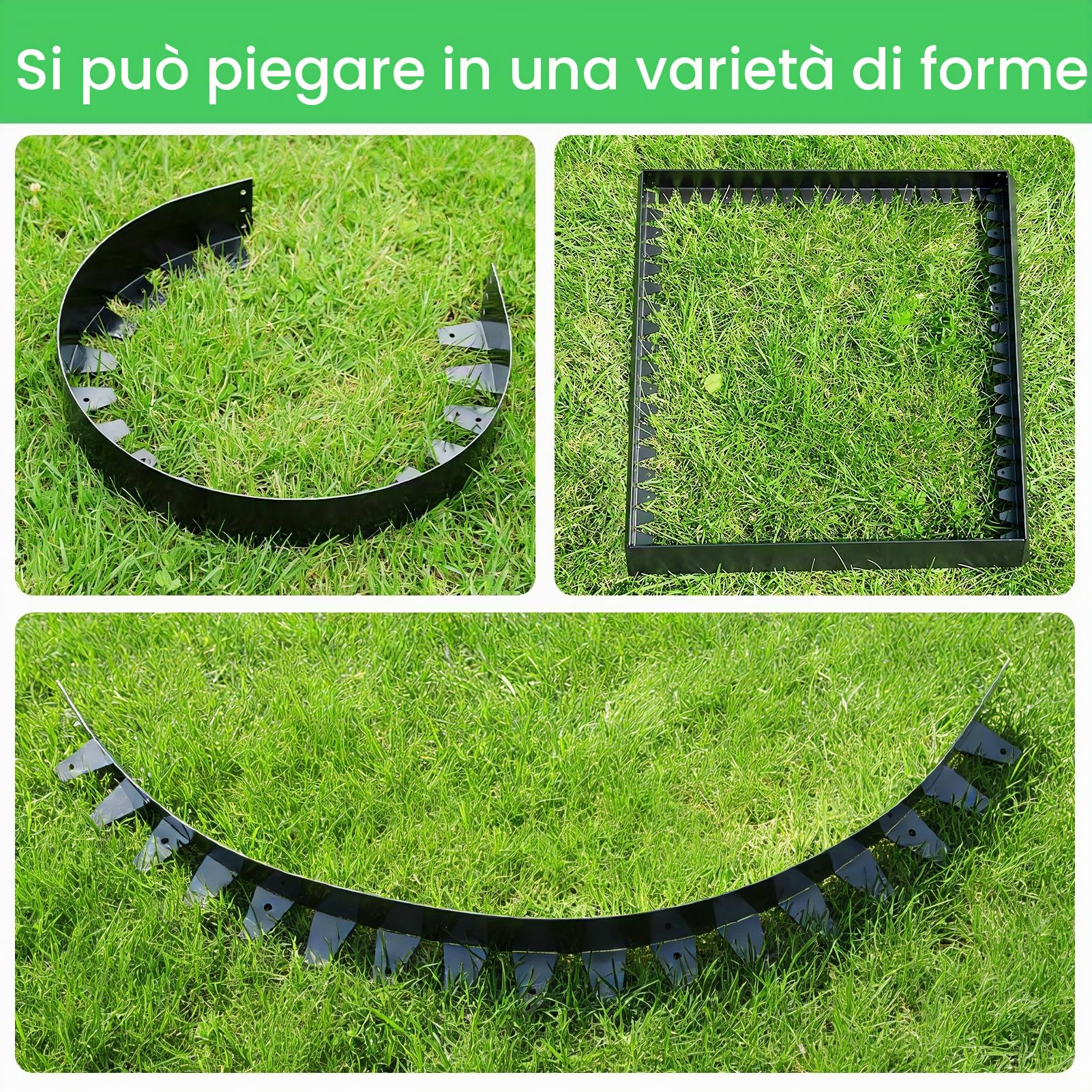 5 Pezzi 1m Acciaio Zincato Corteccia per Giardino, Solido Durevole Bordura per Aiuola, 10cm Altezza Bordo per Aiuole, Bordura per Giardino per Scale Prato Sentiero (Nero)