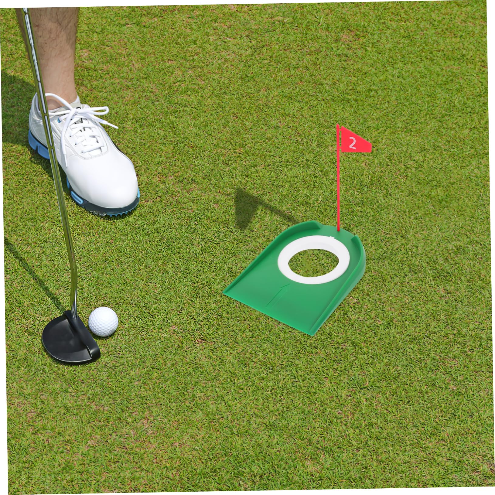 Hohopeti 9 Piezas Práctica Putting Golf Interior Exterior Discos Plásticos con Bandera Desmontable Entrenamiento Precisión Palos Golf Hombre