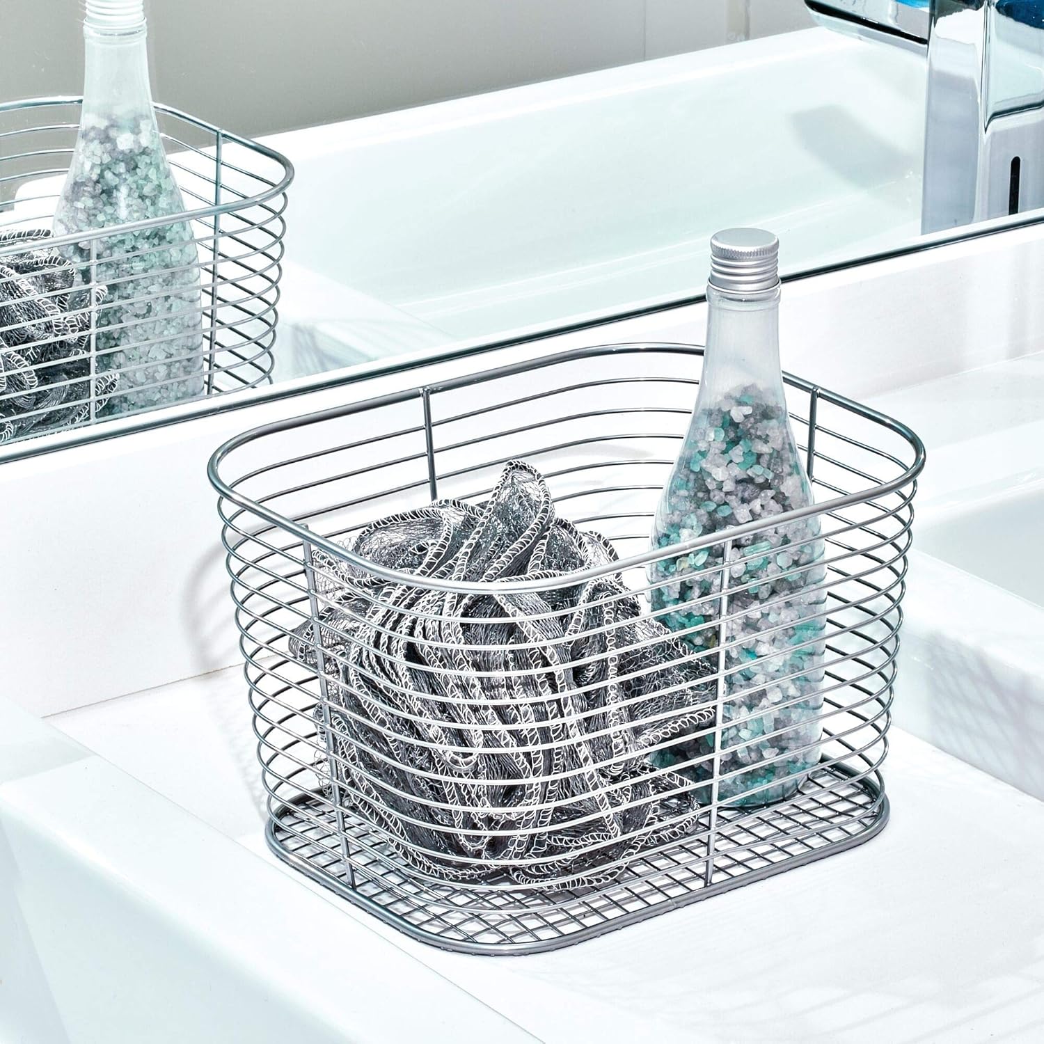 iDesign Vienna Vanity Cosmetics and Makeup Storage, Bathroom, Countertop, and Desk, Set of 4, Basket - Large, 4 Count