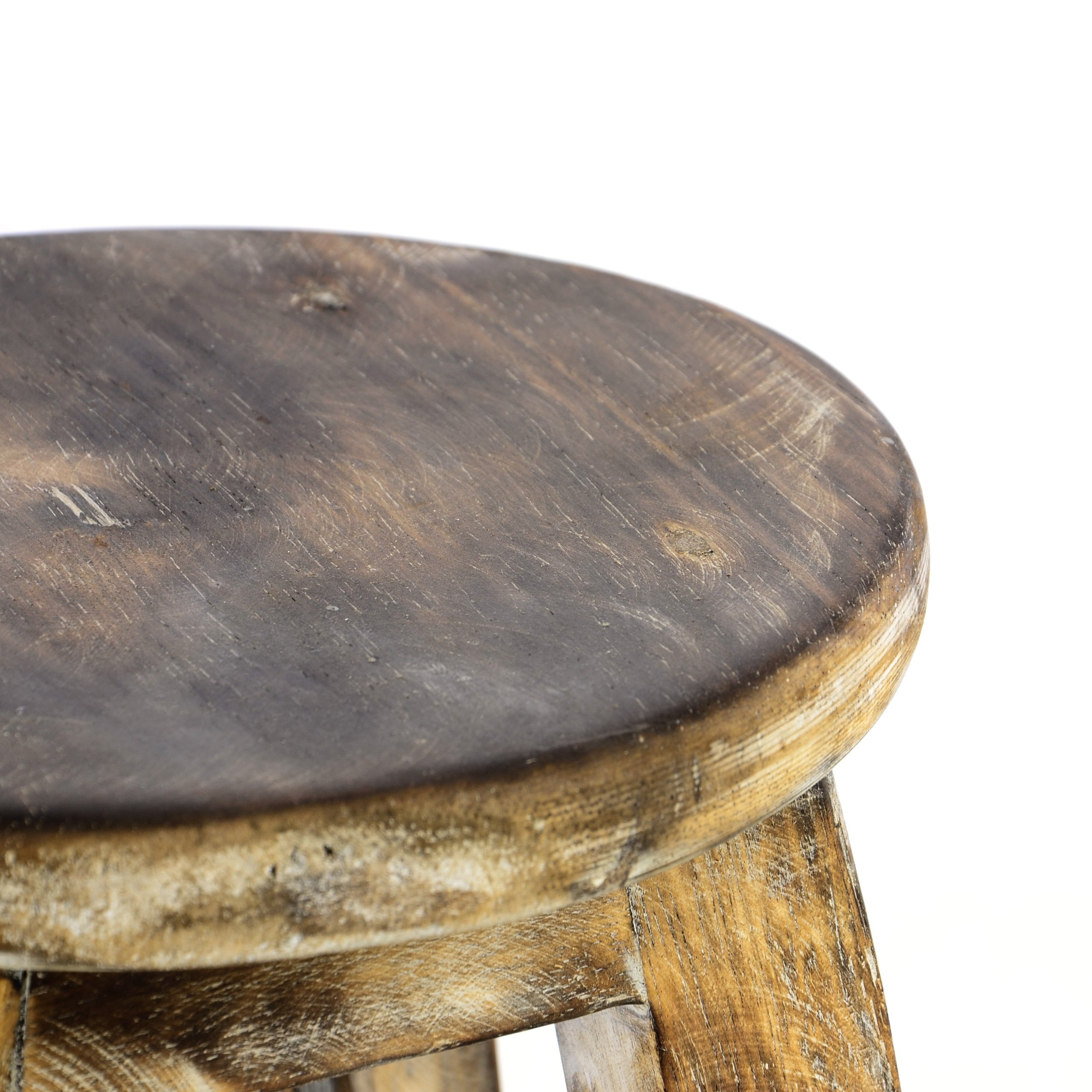 Divero Vintage Hocker SALOBRENA aus Holz - Farbe: Geflammt - Landhaus-Stil