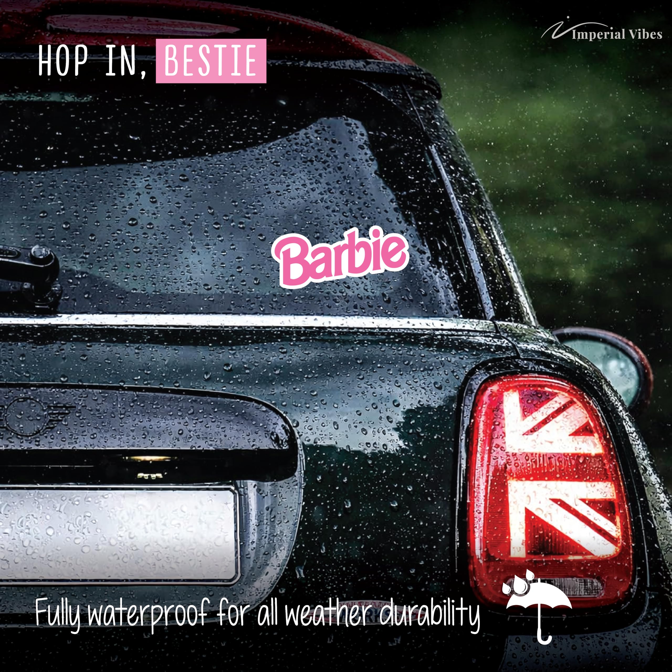 IMPERIAL VIBES Adesivo per bambola, in vinile, rosa, per auto, camion e furgone, per interni ed esterni, per computer portatile, impermeabile, per lettino e bottiglia d'acqua, adesivo rimovibile per