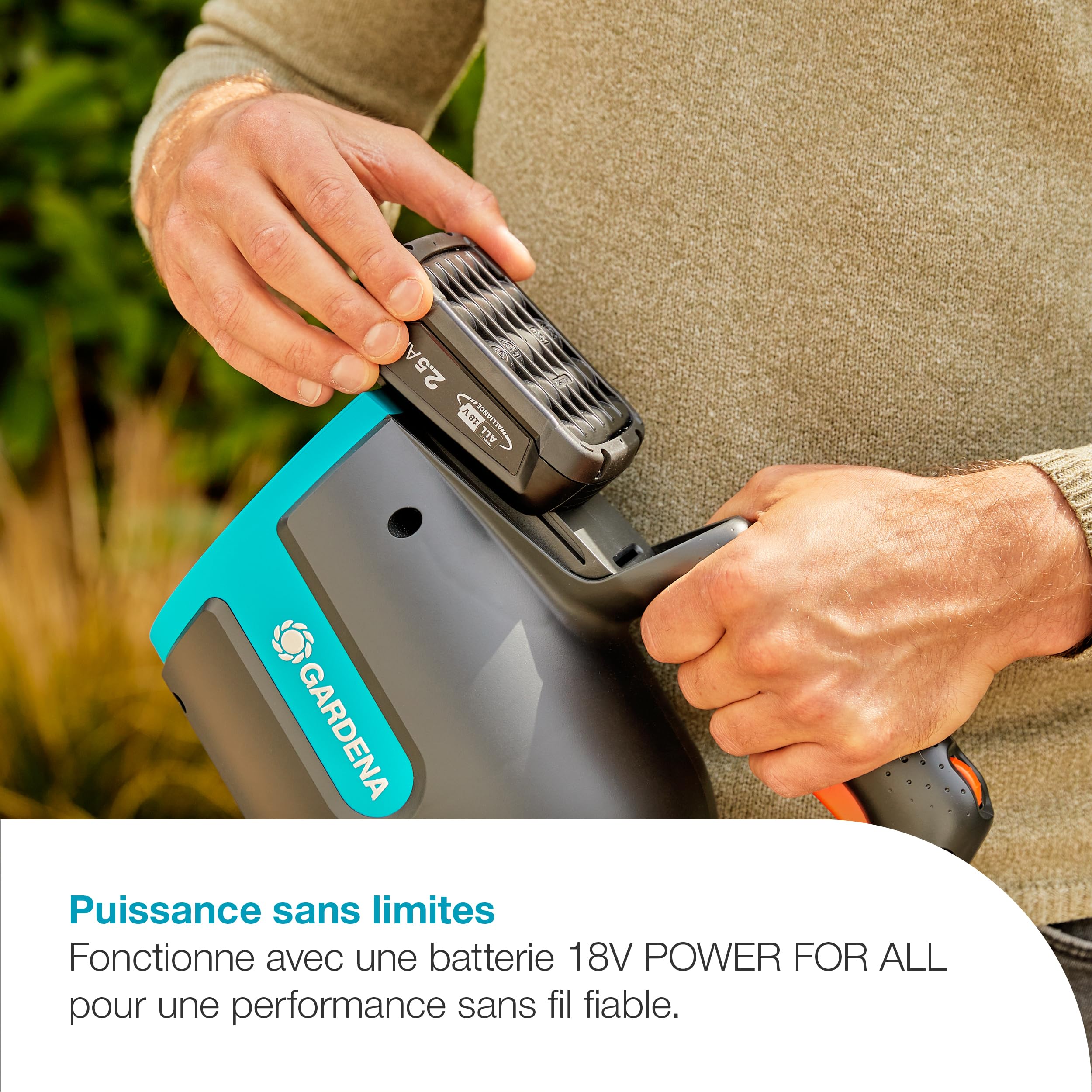 Gardena Souffleur sur batterie PowerJet 18V P4A - sans chargeur ni batterie: Éliminez les feuilles sans effort, Vitesse réglable, Débit d’air élevé, Léger, Sans fil (14890-55)