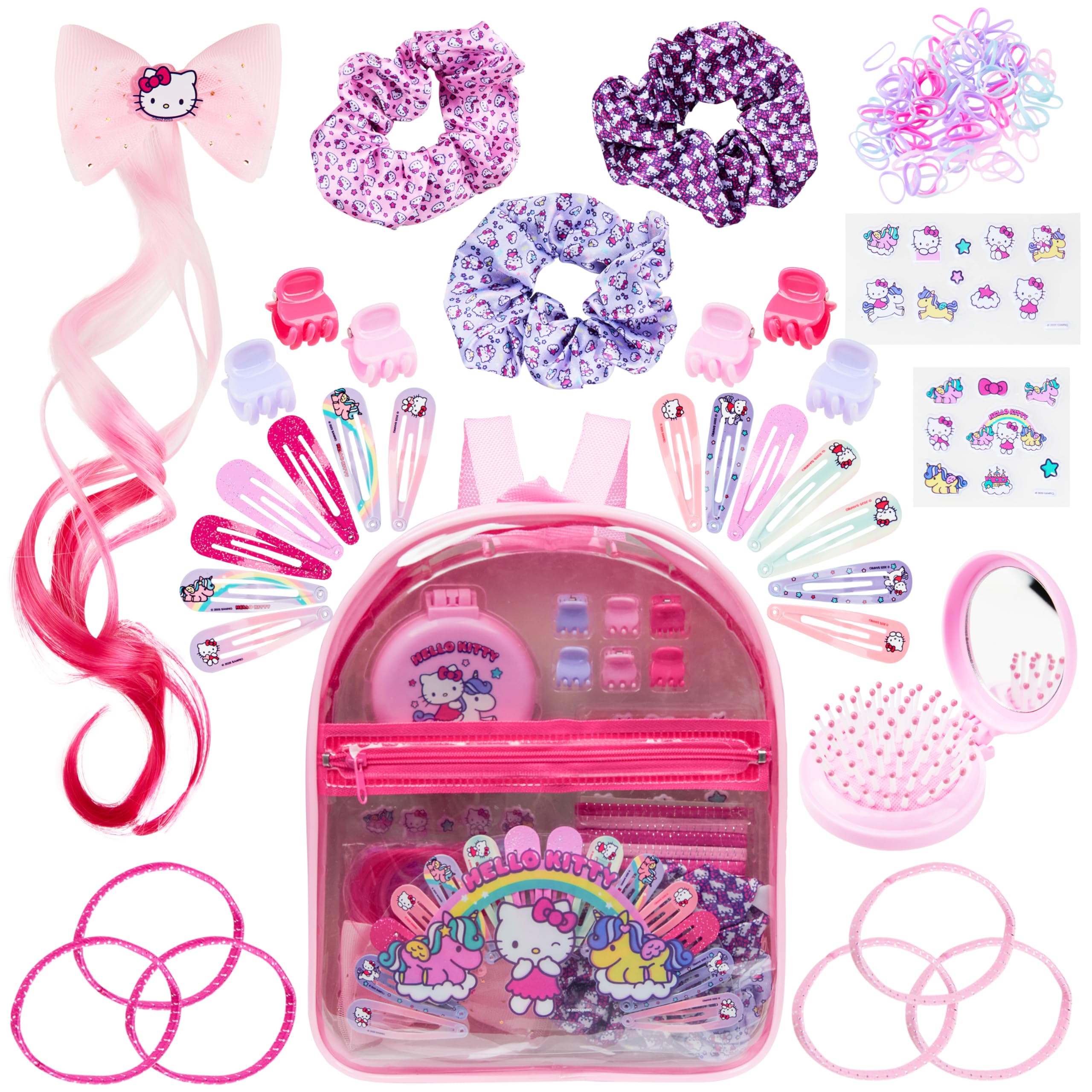 Get Trend Hello Kitty Sanrio Girls Hair Accessories & Backpack, Hair Clips Stickers Hair Brush Hair Bands