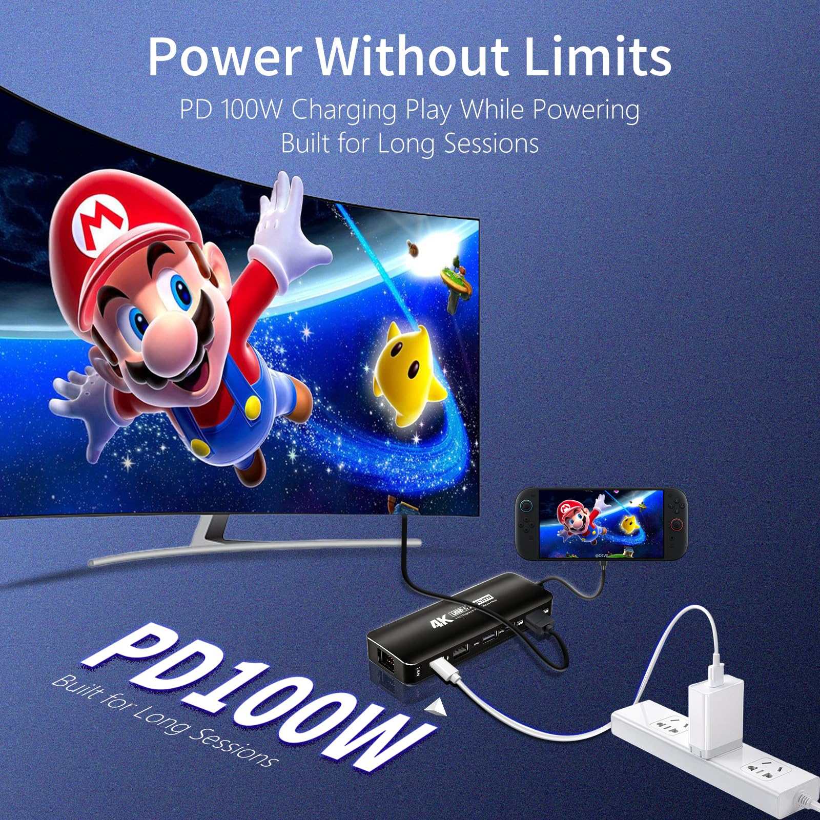 Guermok Capture Dock per Switch2, 4K60 HDMI & USBC Video Capture | Per OBS, PD 100 W, Gigabit Ethernet, hub USB 3.0, compatibile con Steam Deck e palmare da gioco