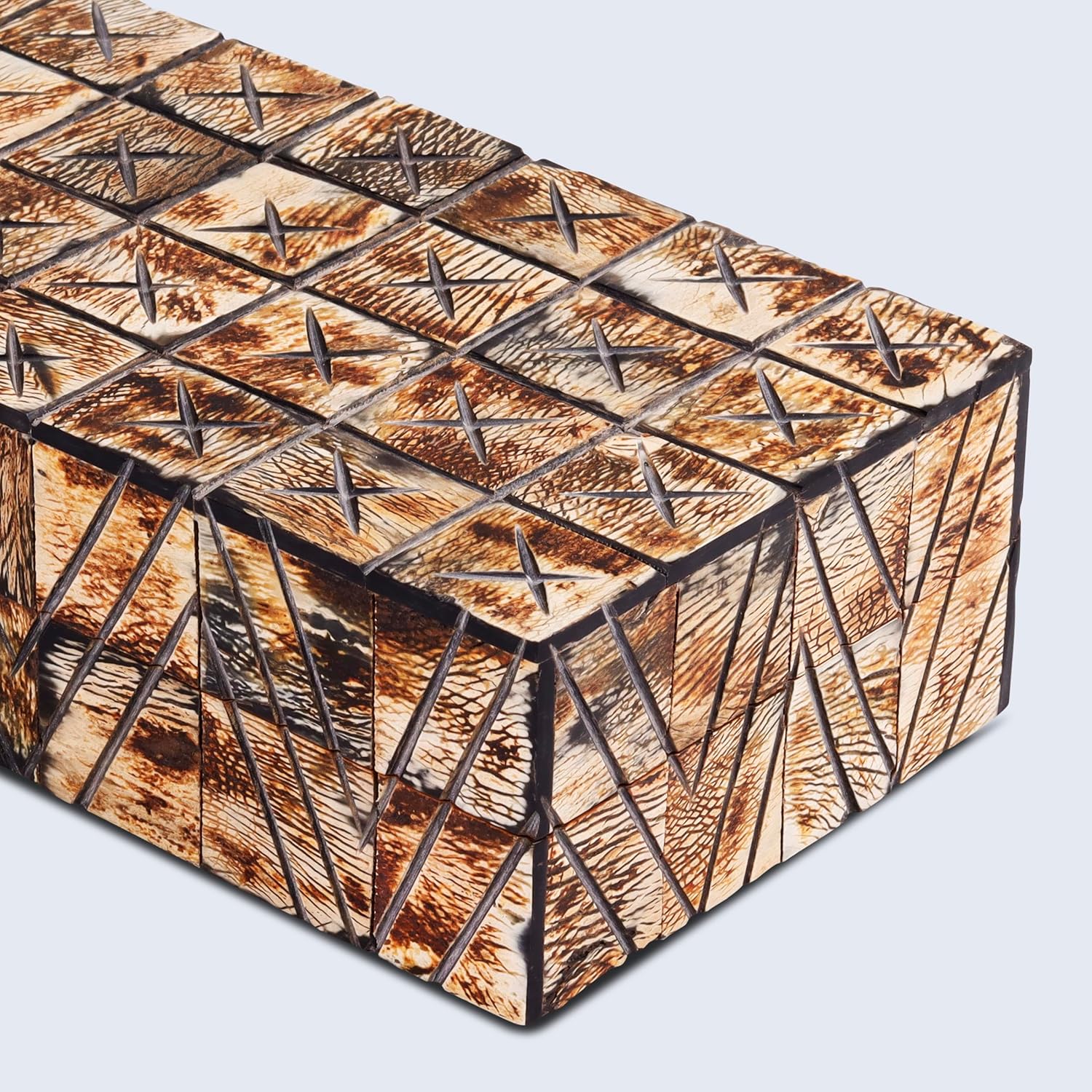 Handicrafts Home Decorative Storage Box 10x4.5 – Remote Control Holder, Jewelry Organizer, Modern Decorative Box with Lid, Boho Chic Home Décor Accent, Vintage Memory Box for Living Room Shelf Décor