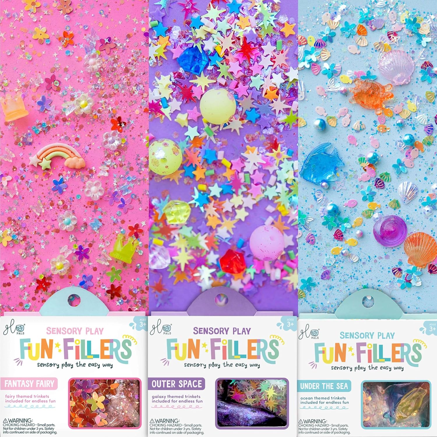 Glo Pals Fun Fillers, Sensory & Mini Toys for Kids, Epic Adventure, 3 Pack
