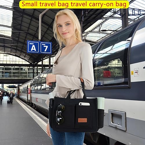 Vista 8 de Bolso de mano para mujer con compartimentos, bolso grande de lona para mujer, bolso cruzado de trabajo, portátil, bolsa de libros, bolsos de hombro