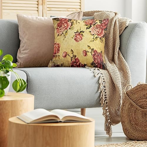 Miniatura 3 de Ambesonne Funda de cojín con diseño de rosas, estilo victoriano antiguo con diseño de arte bohemio, color dramático, funda de almohada cuadrada