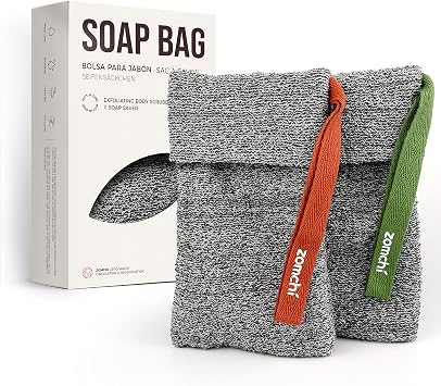 ZOMCHI Soap Saver Bags for Bar Soap, 2 Pack, Deep Texture Grey