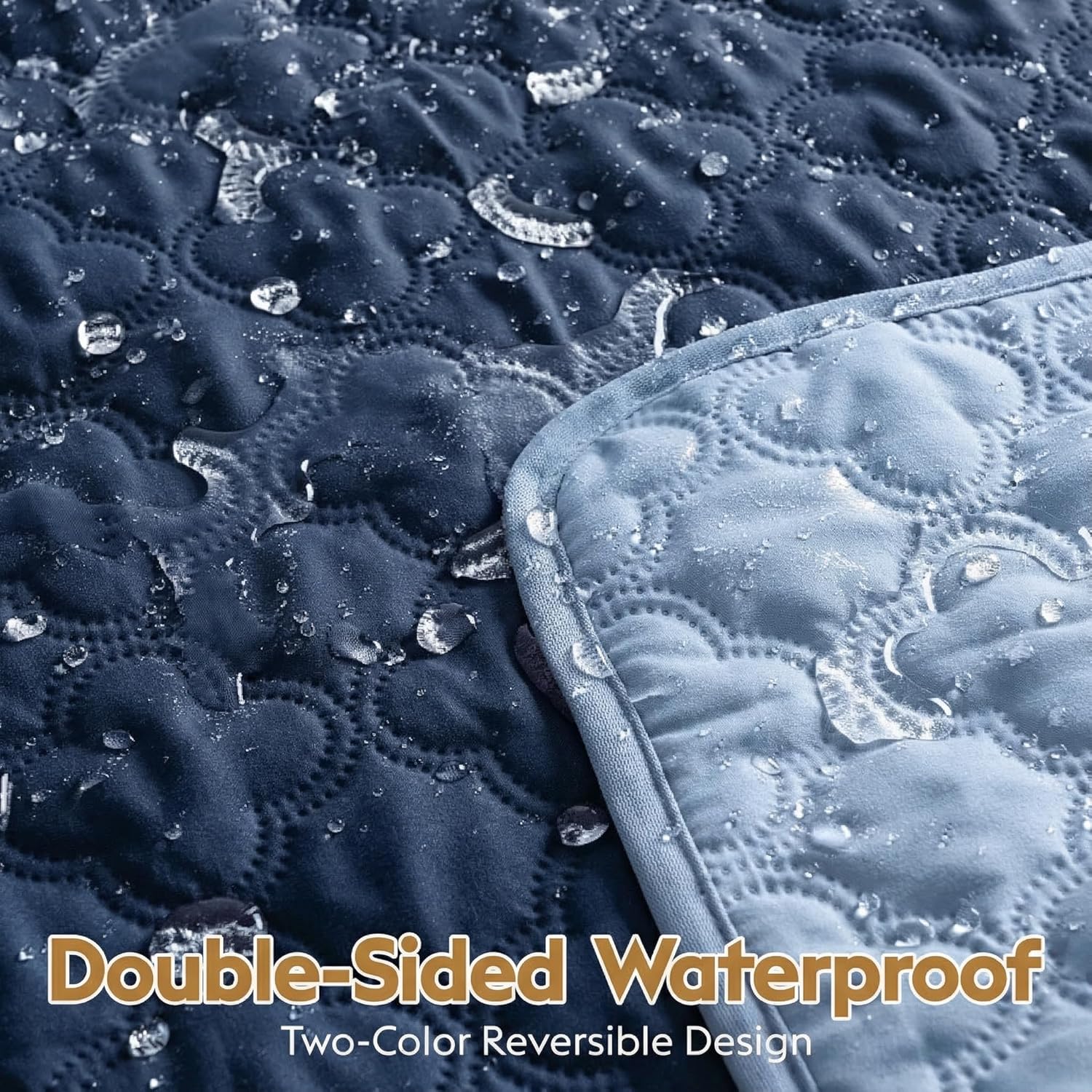 FunFurry Waterproof Dog Blanket, Couch Cover for Dogs Washable, Reversible Dog Bed Cover, Couch Furniture Protector. (Dark＆Light Blue, 82 X 120 Inch - 1 Pack)