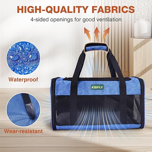 Miniatura 35 de Transportador de gatos para 2 gatos/gatitos, transportador de mascotas para gatos, cachorros, perros pequeños y conejos, bolsa de viaje plegable