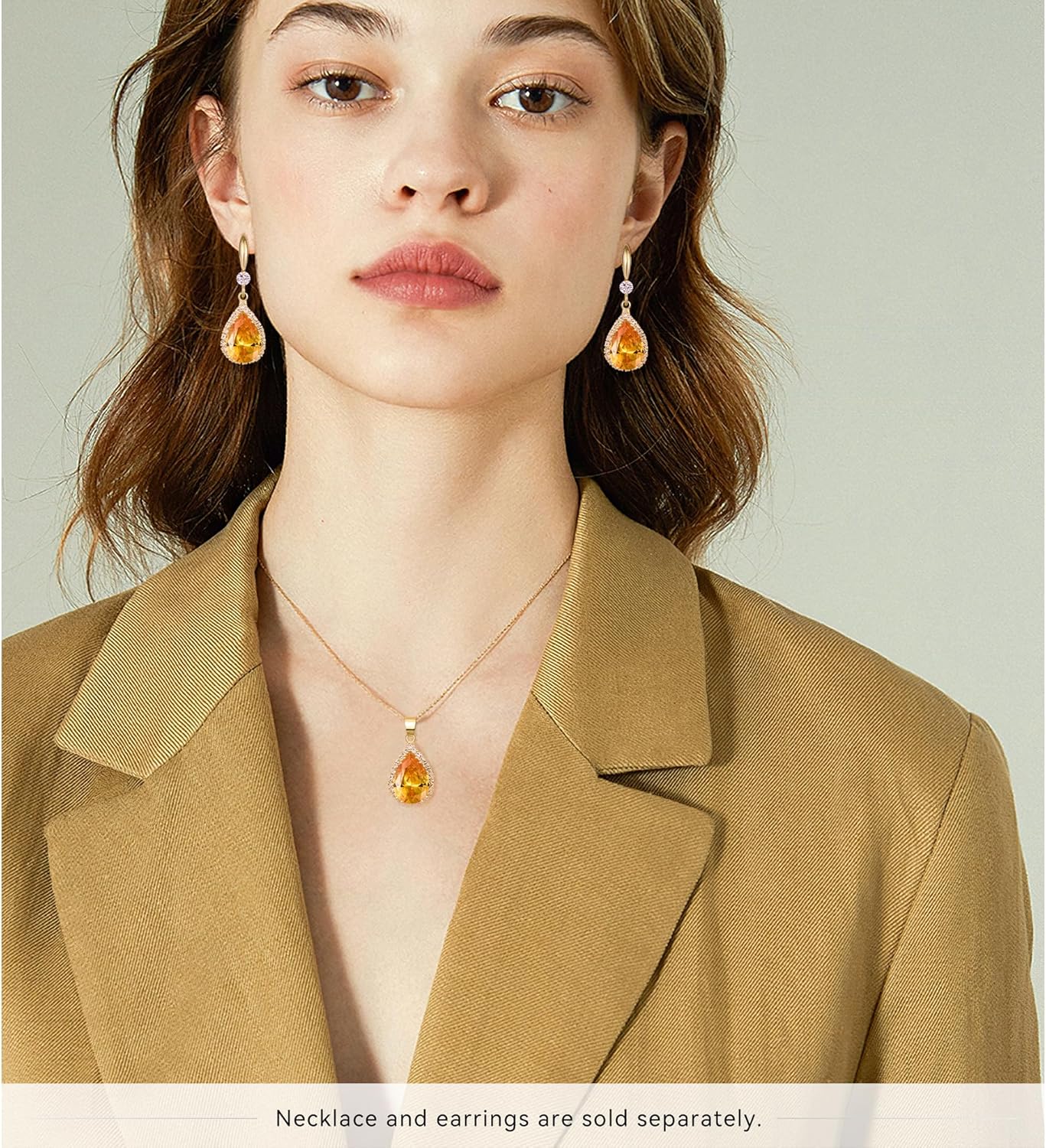 Linawe Imitation Diamond Dangle Earrings for Women Trendy, Rhinestone Drop Chandelier Earrings, Teardrop Crystal Cubic Zirconia Wedding Jewelry Set, 14K Gold/Rose Gold/Silver Tone - Image 4